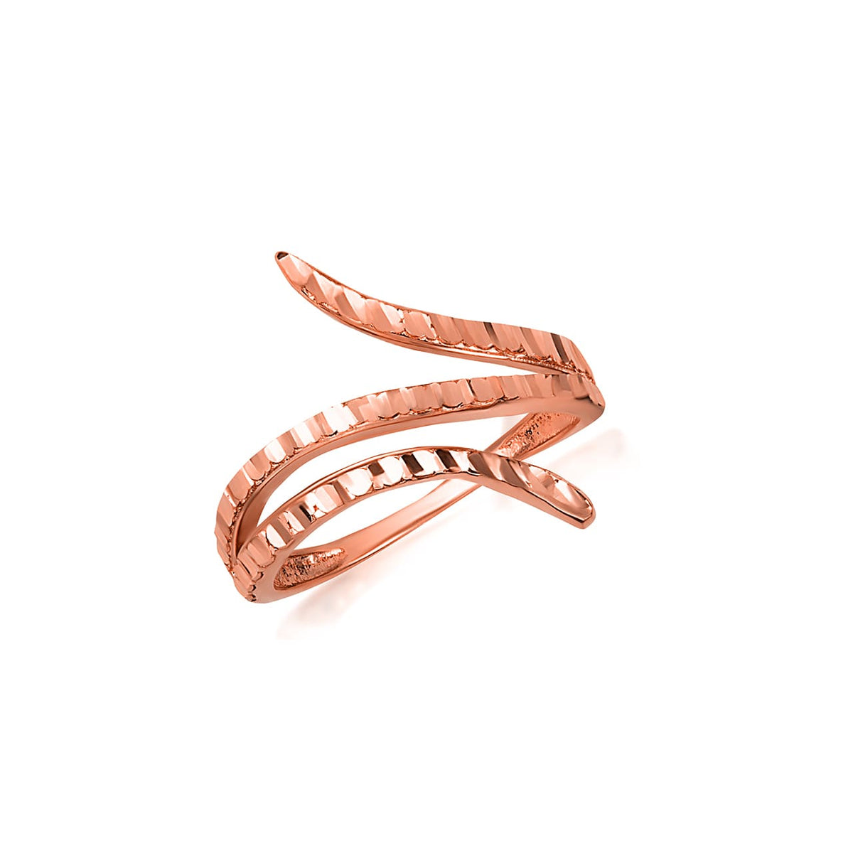 Gold Diamond Cut Serpent Snake Ring, view 4