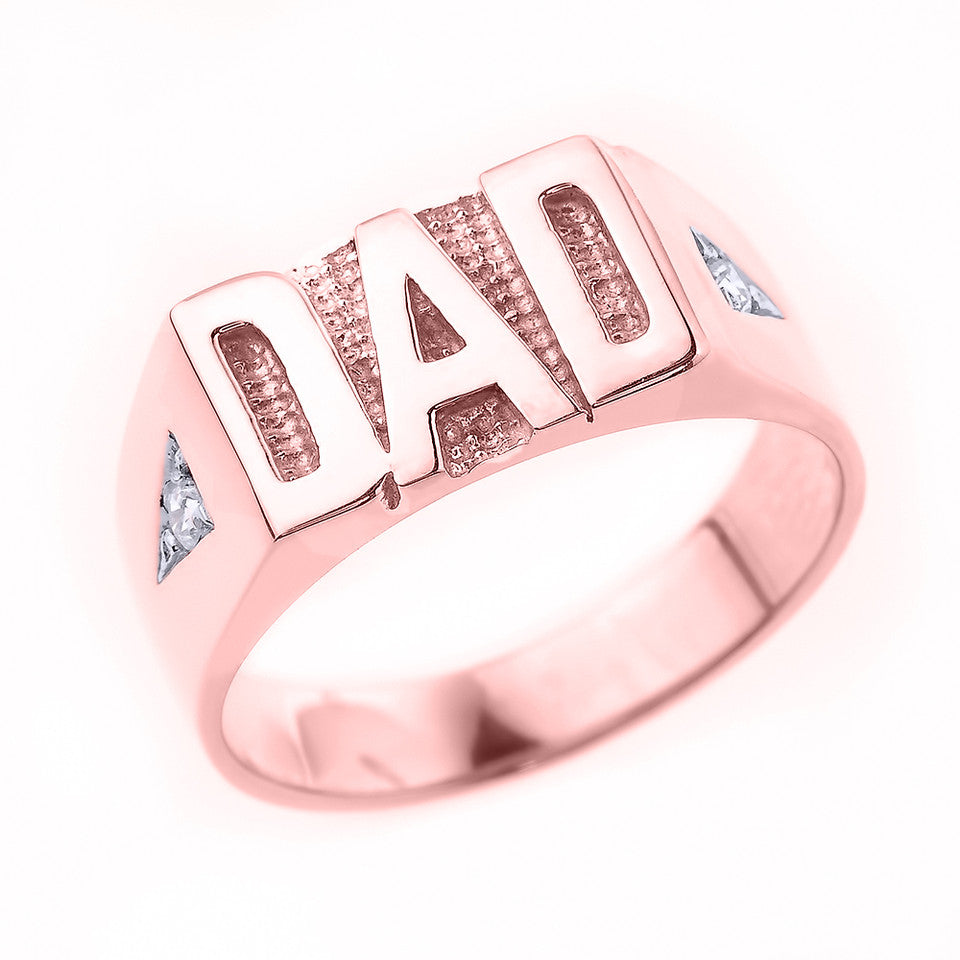 Gold Diamond "DAD" Men's Ring, view 2