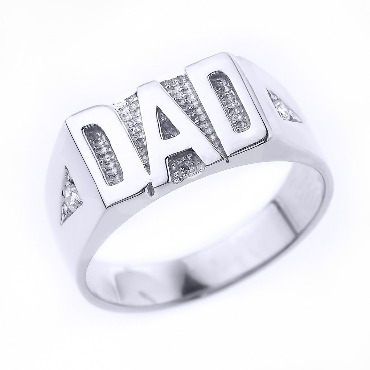 Gold Diamond "DAD" Men's Ring, view 3