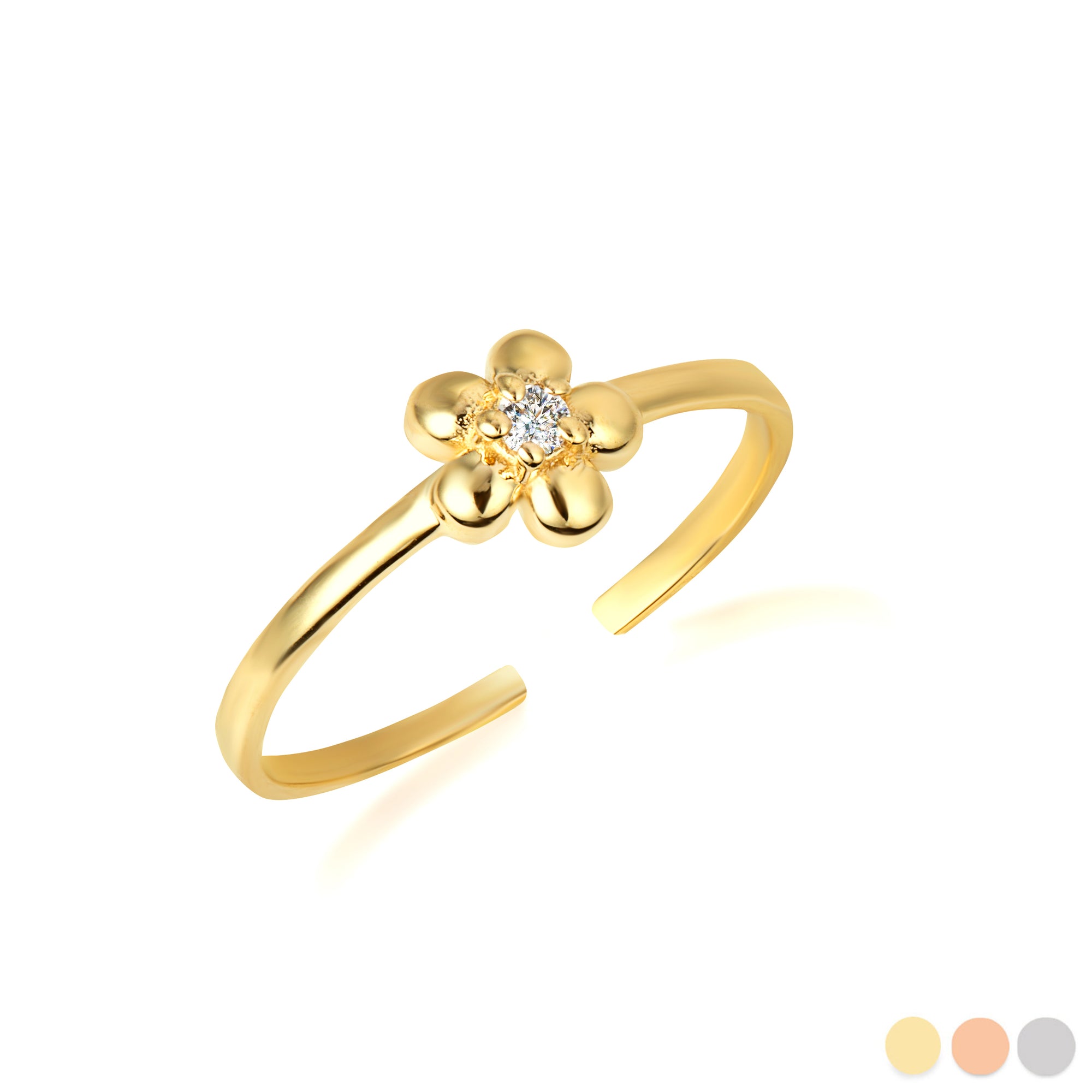 Gold Diamond Daisy Flower Toe Ring