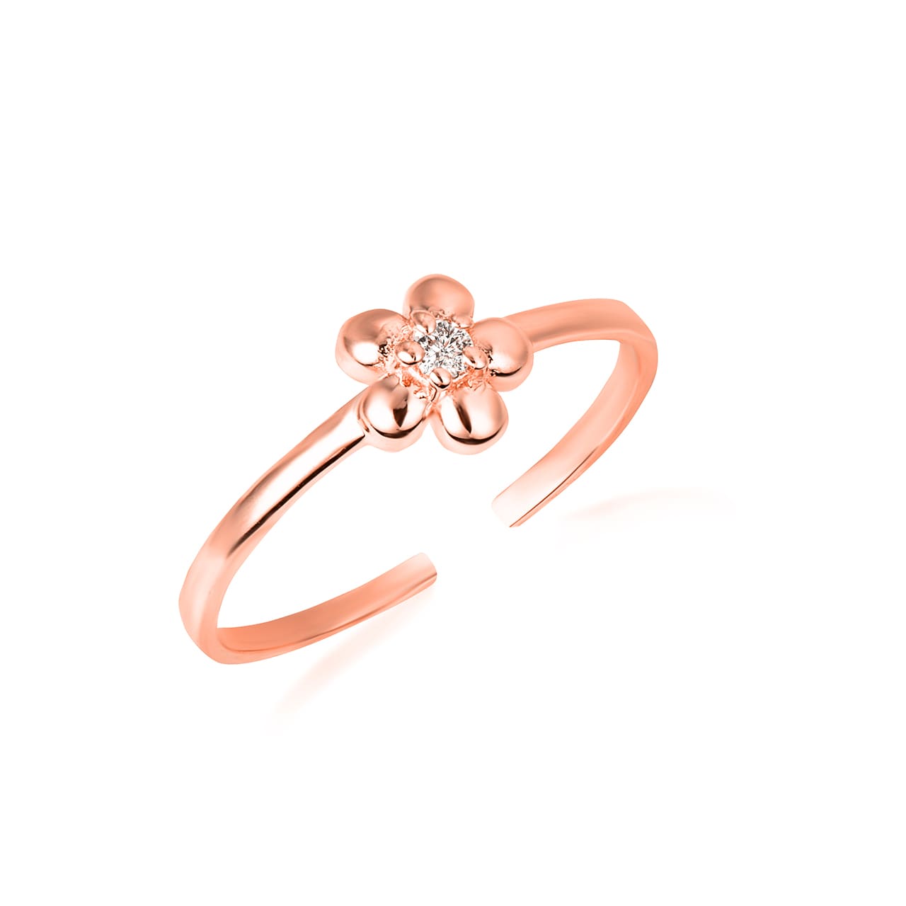 Gold Diamond Daisy Flower Toe Ring, view 3