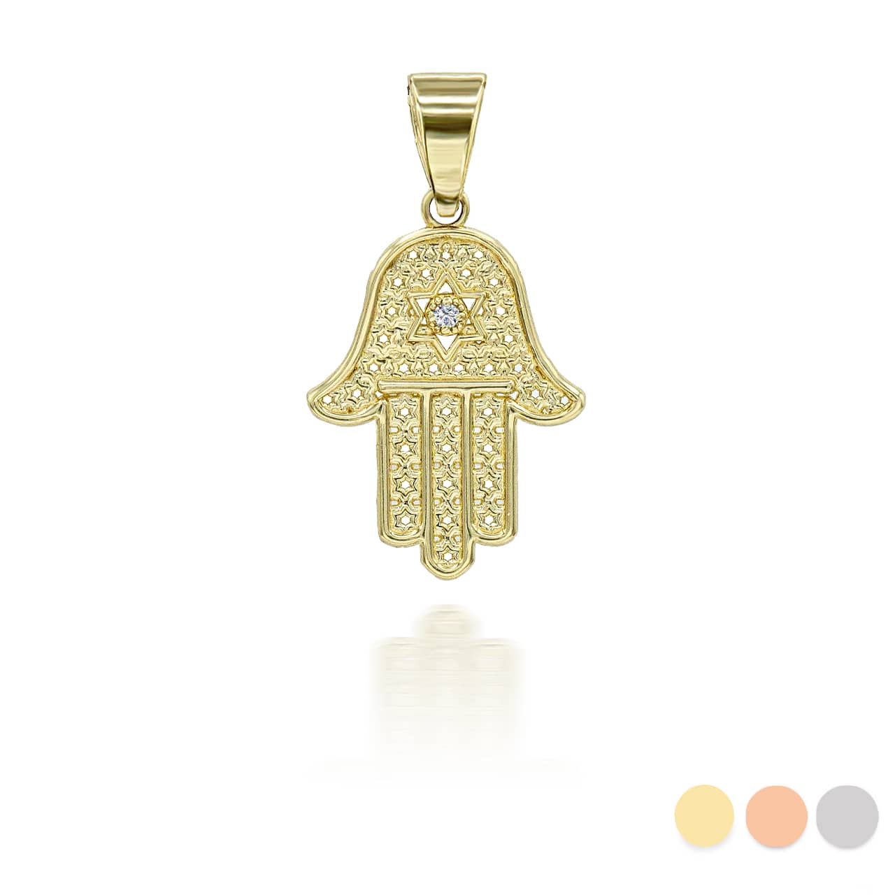 Gold Diamond Hamsa Pendant Necklace