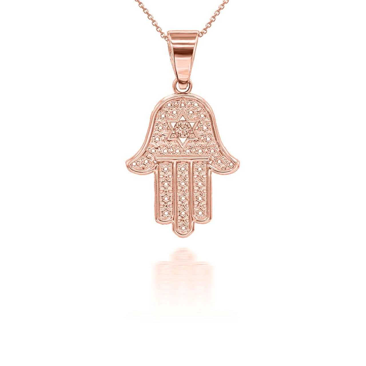 Gold Diamond Hamsa Pendant Necklace, view 6