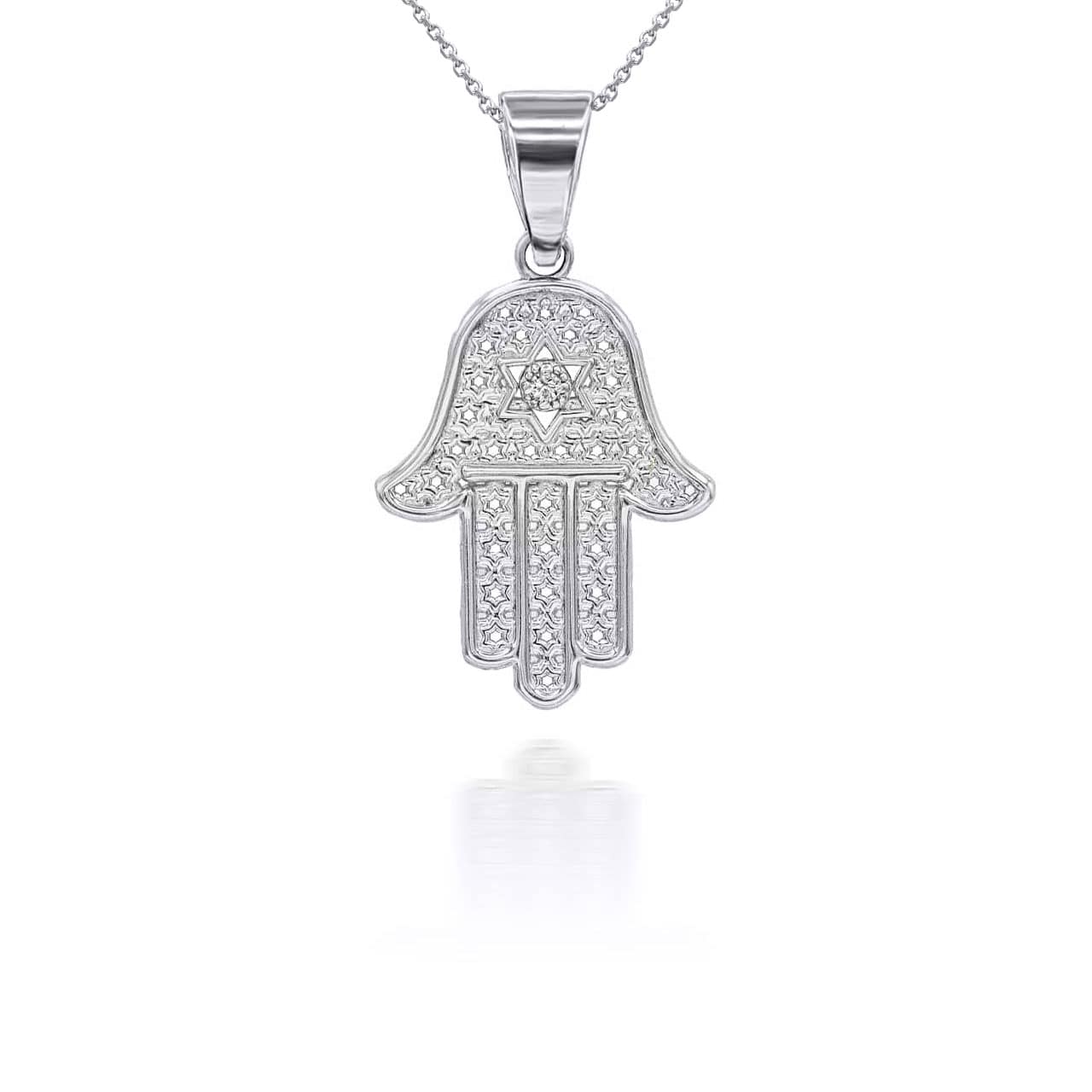 Gold Diamond Hamsa Pendant Necklace, view 8