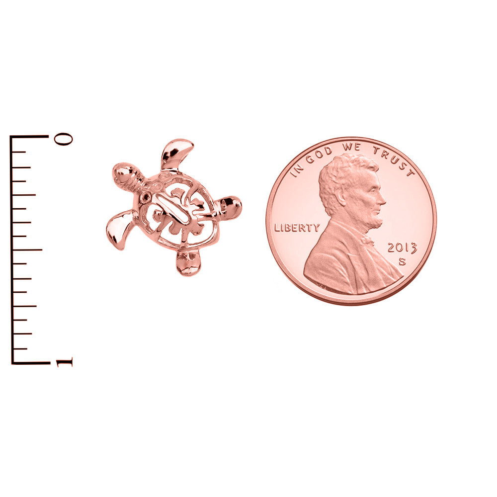 Gold Diamond Hawaiian Lucky Charm Honu Turtle Hidden Bail Pendant Necklace, view 6