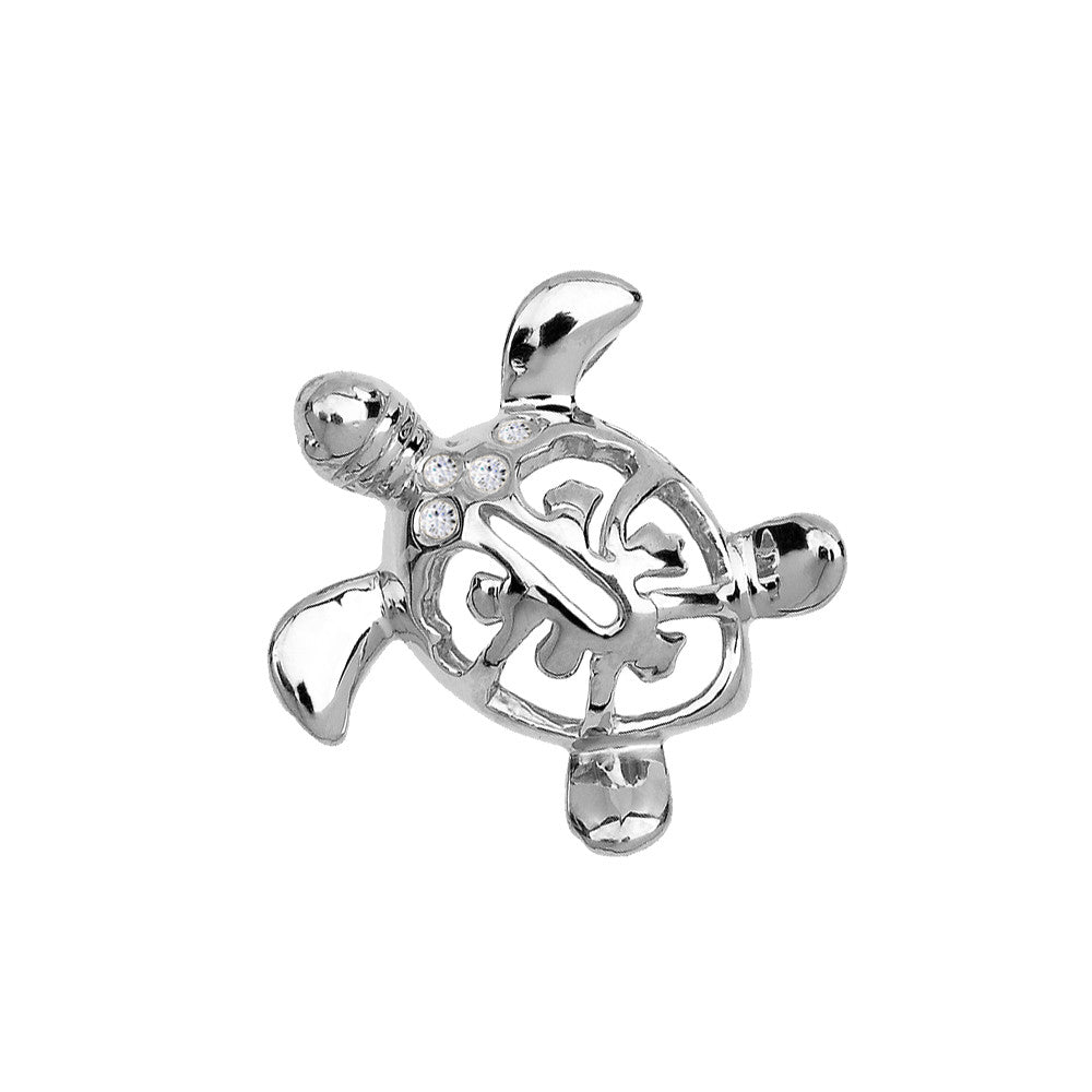 Gold Diamond Hawaiian Lucky Charm Honu Turtle Hidden Bail Pendant Necklace, view 8