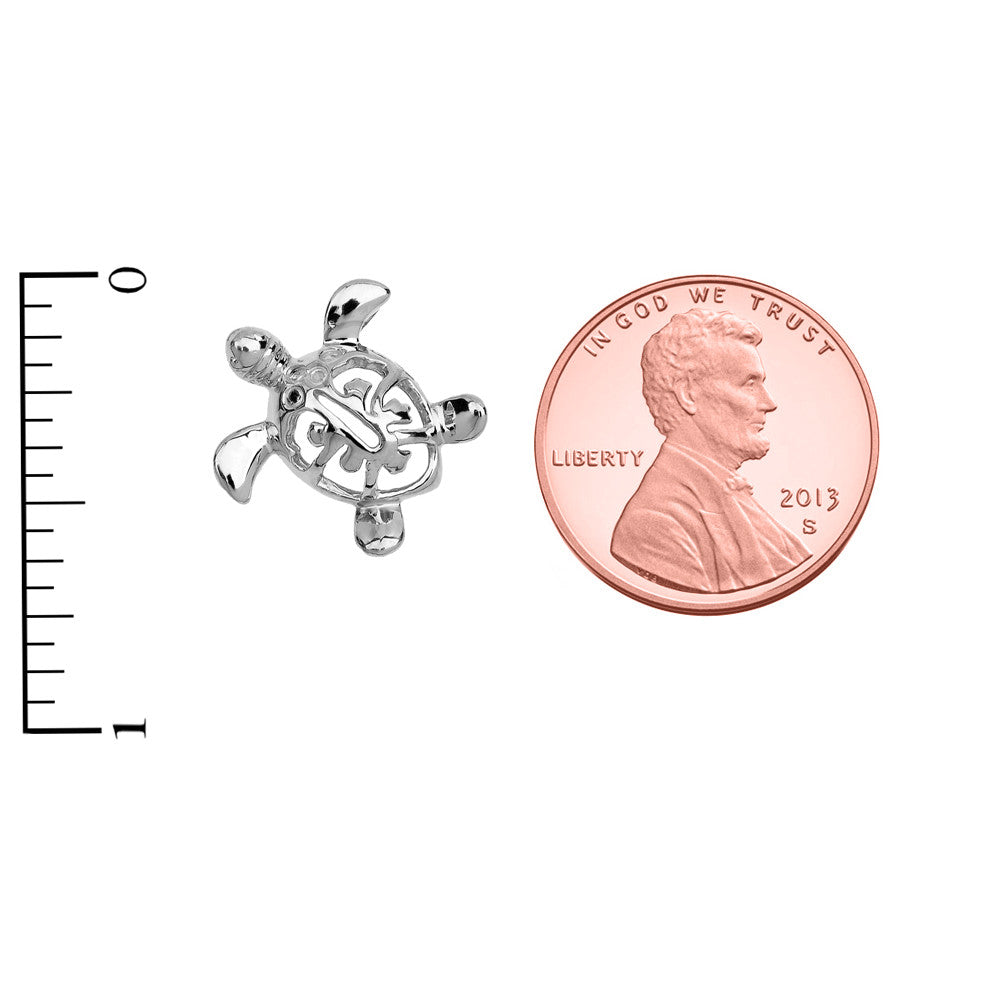 Gold Diamond Hawaiian Lucky Charm Honu Turtle Hidden Bail Pendant Necklace, view 9