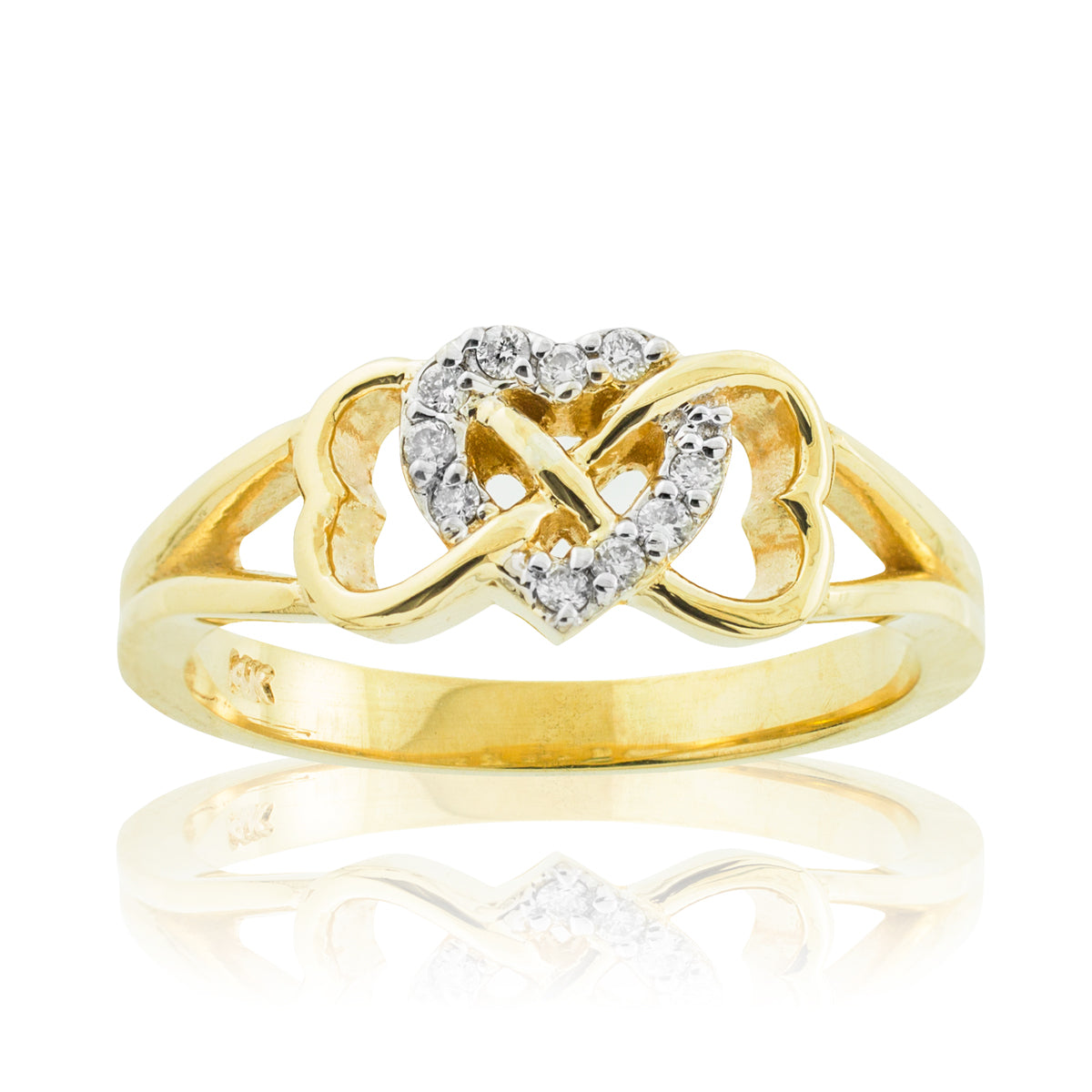 Gold Diamond Heart Infinity Ring