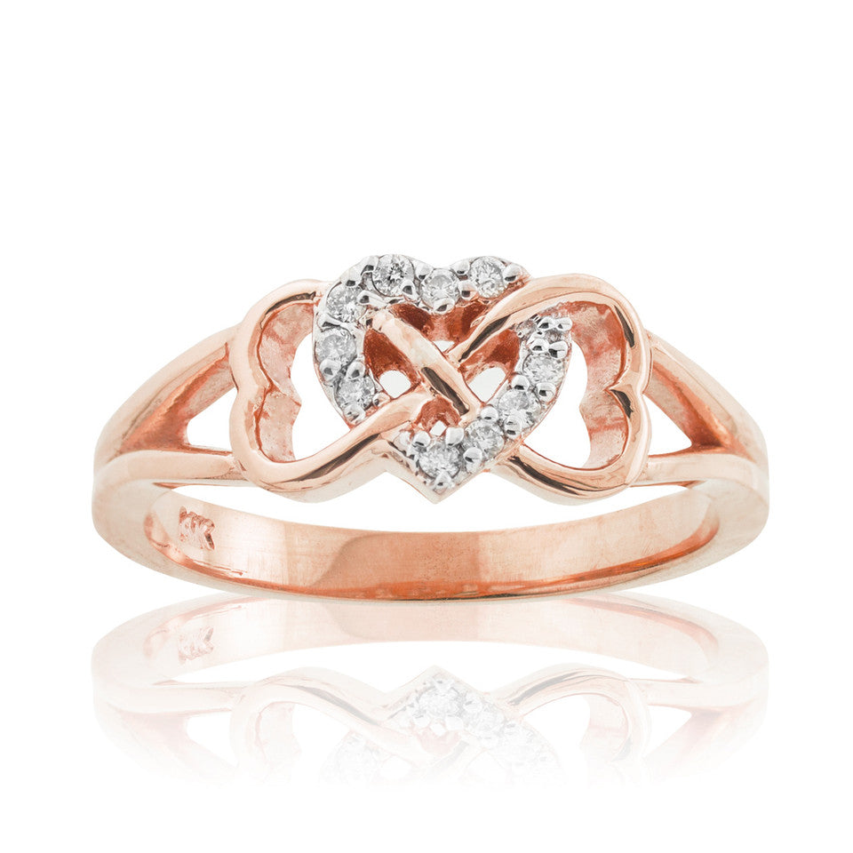 Gold Diamond Heart Infinity Ring, view 3