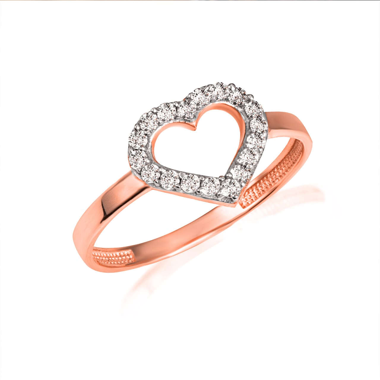 Gold Diamond Heart Love Ring, view 4