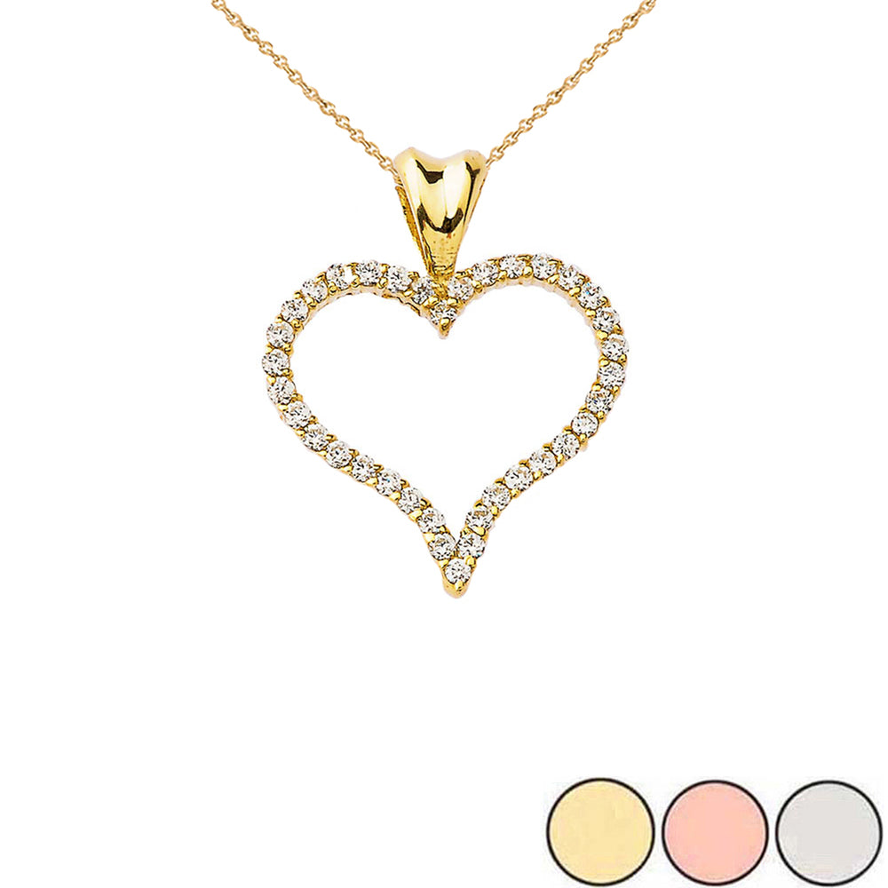 Gold Diamond Heart Pendant Necklace