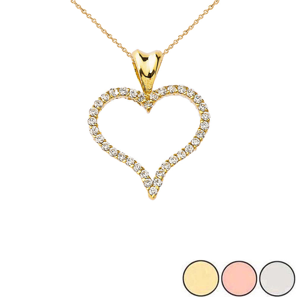 Gold Diamond Heart Pendant Necklace