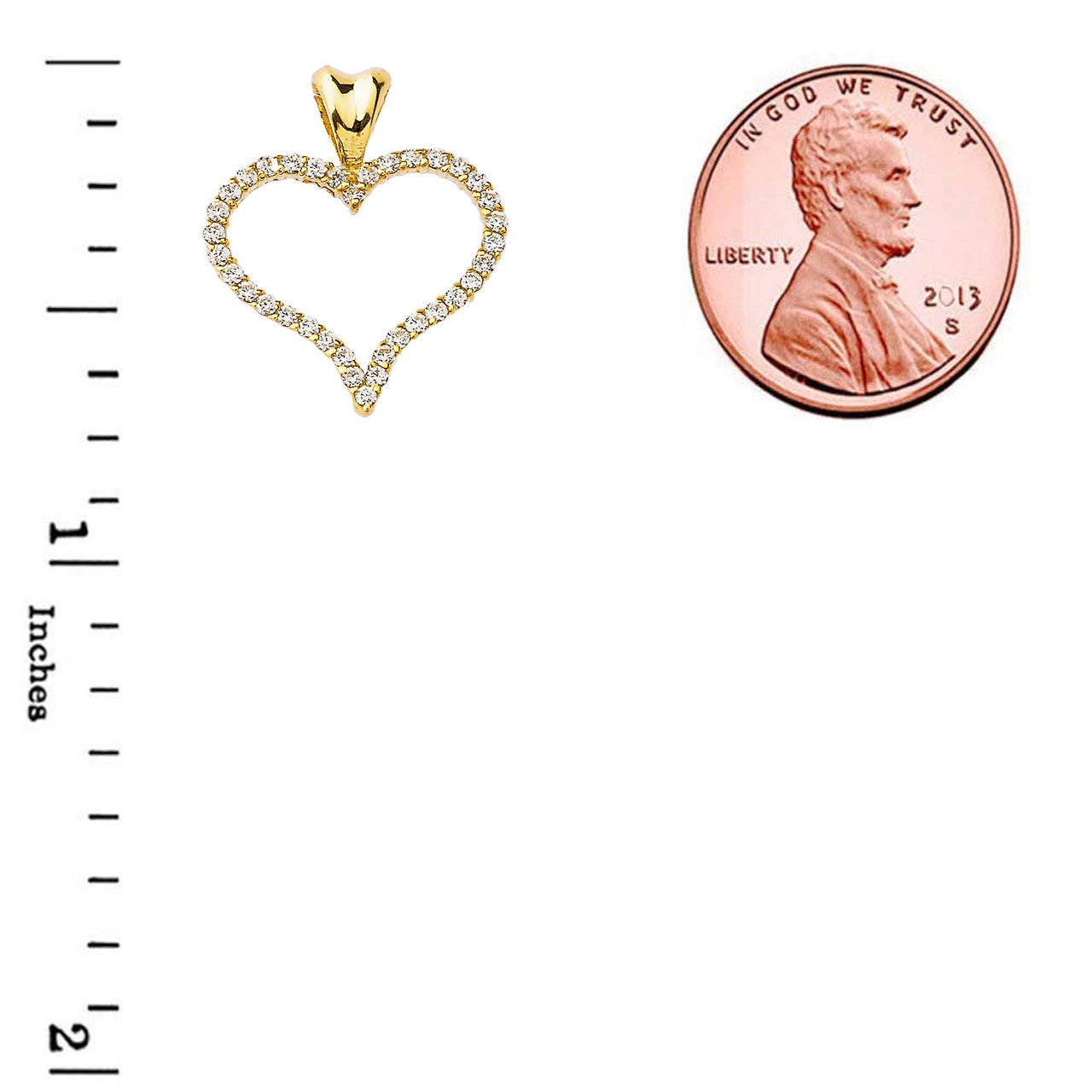 Gold Diamond Heart Pendant Necklace, view 3