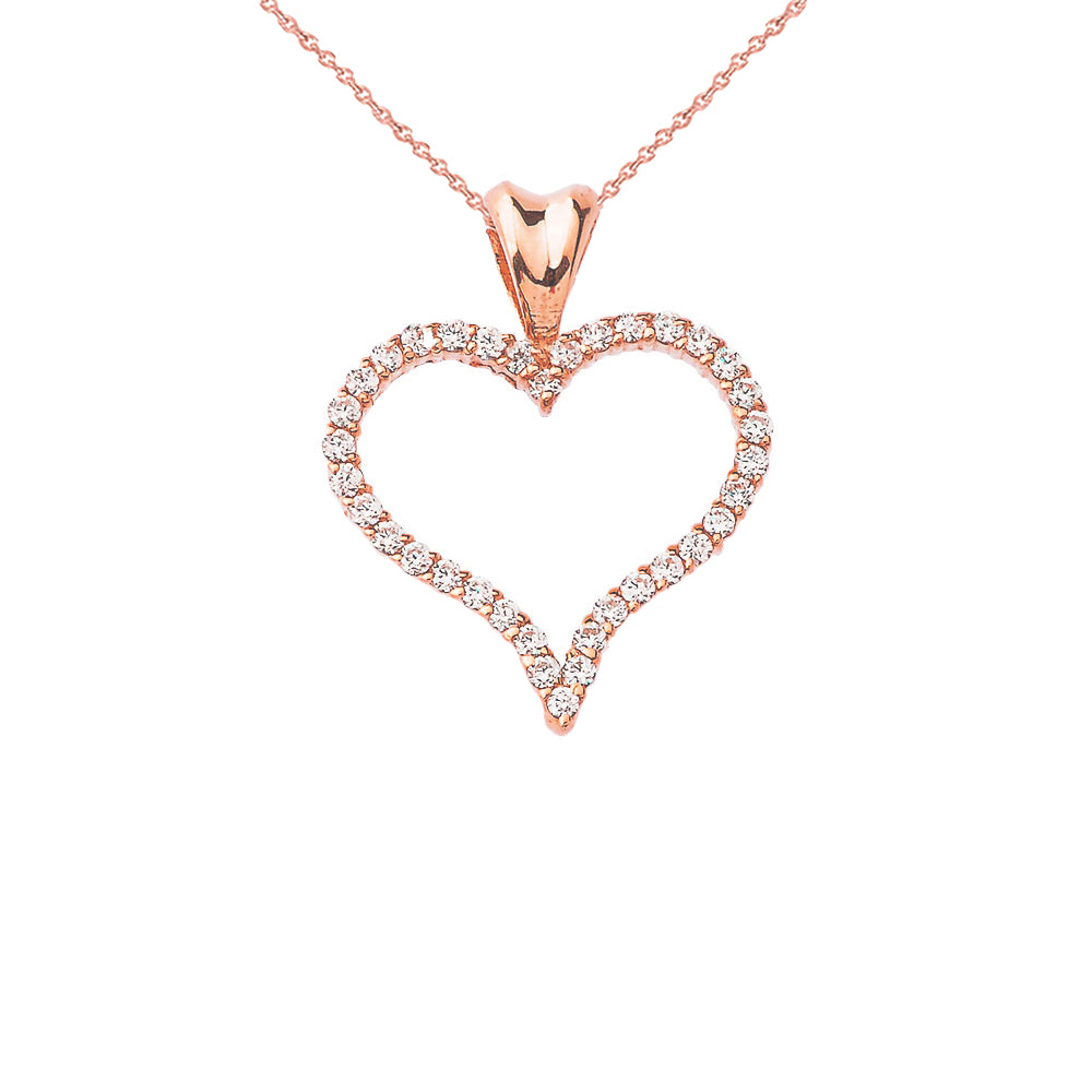 Gold Diamond Heart Pendant Necklace, view 4