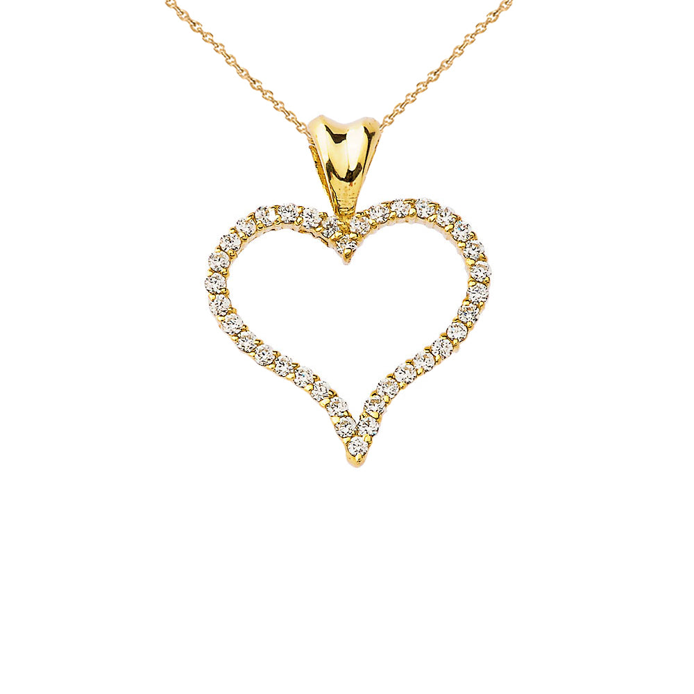 Gold Diamond Heart Pendant Necklace, view 8