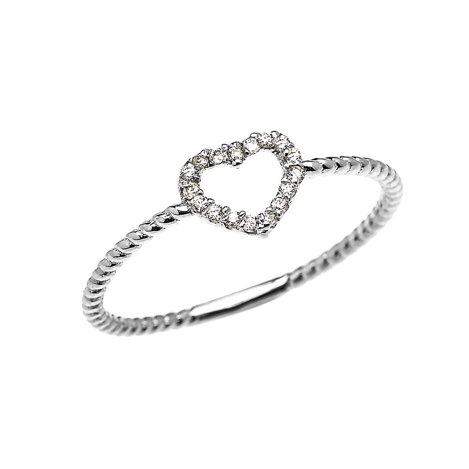 Gold Diamond Heart Rope Band Ring, view 2