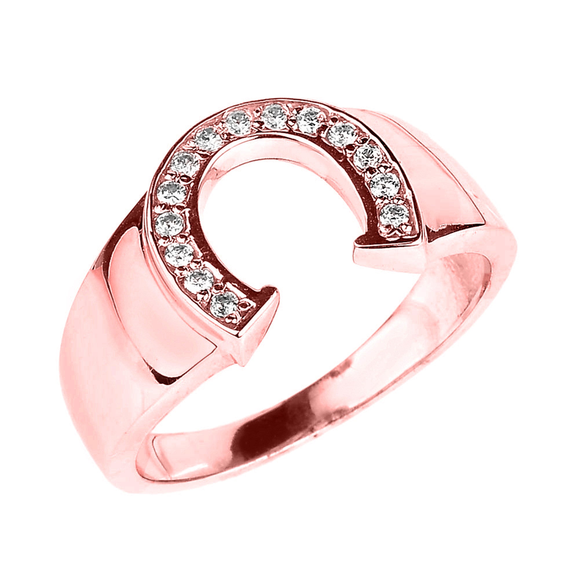 Gold Diamond Horseshoe Men's Ring, view 2