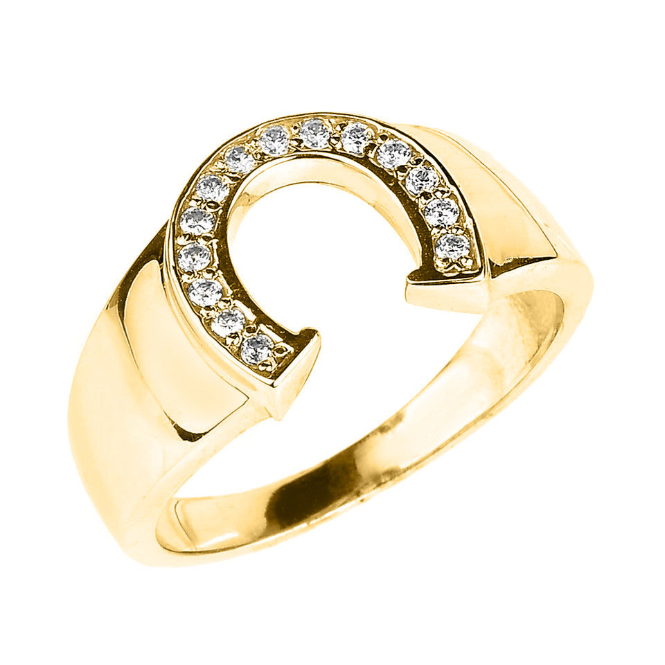 Gold Diamond Horseshoe Men's Ring, view 4