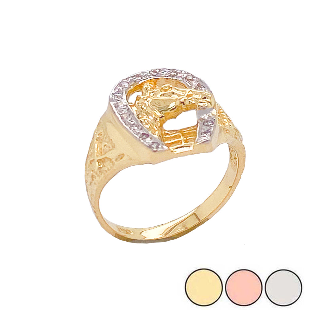 Gold Diamond Horseshoe Ring
