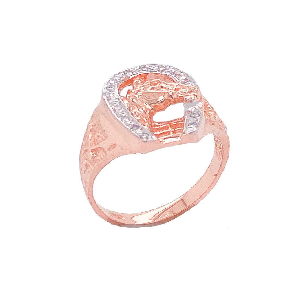Gold Diamond Horseshoe Ring, view 2