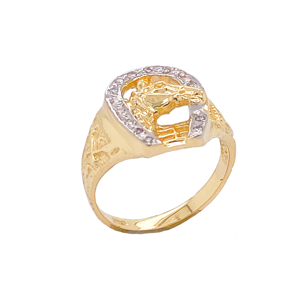 Gold Diamond Horseshoe Ring, view 4