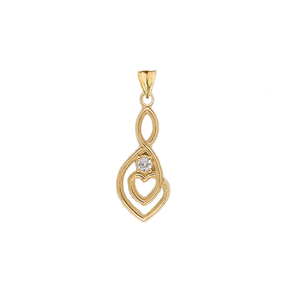 Gold Diamond Infinity Heart Pendant Necklace (1.13") (Large), view 2