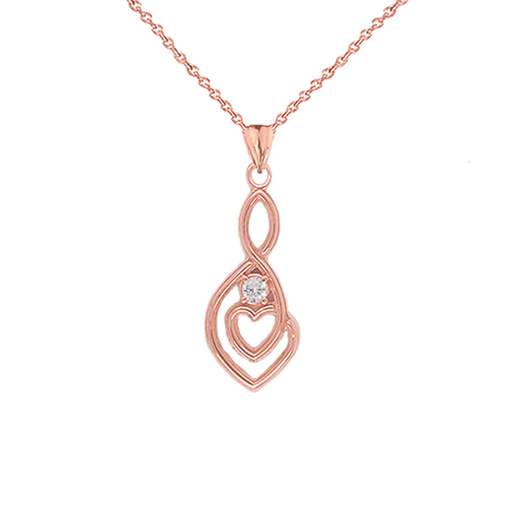 Gold Diamond Infinity Heart Pendant Necklace (1.13") (Large), view 4
