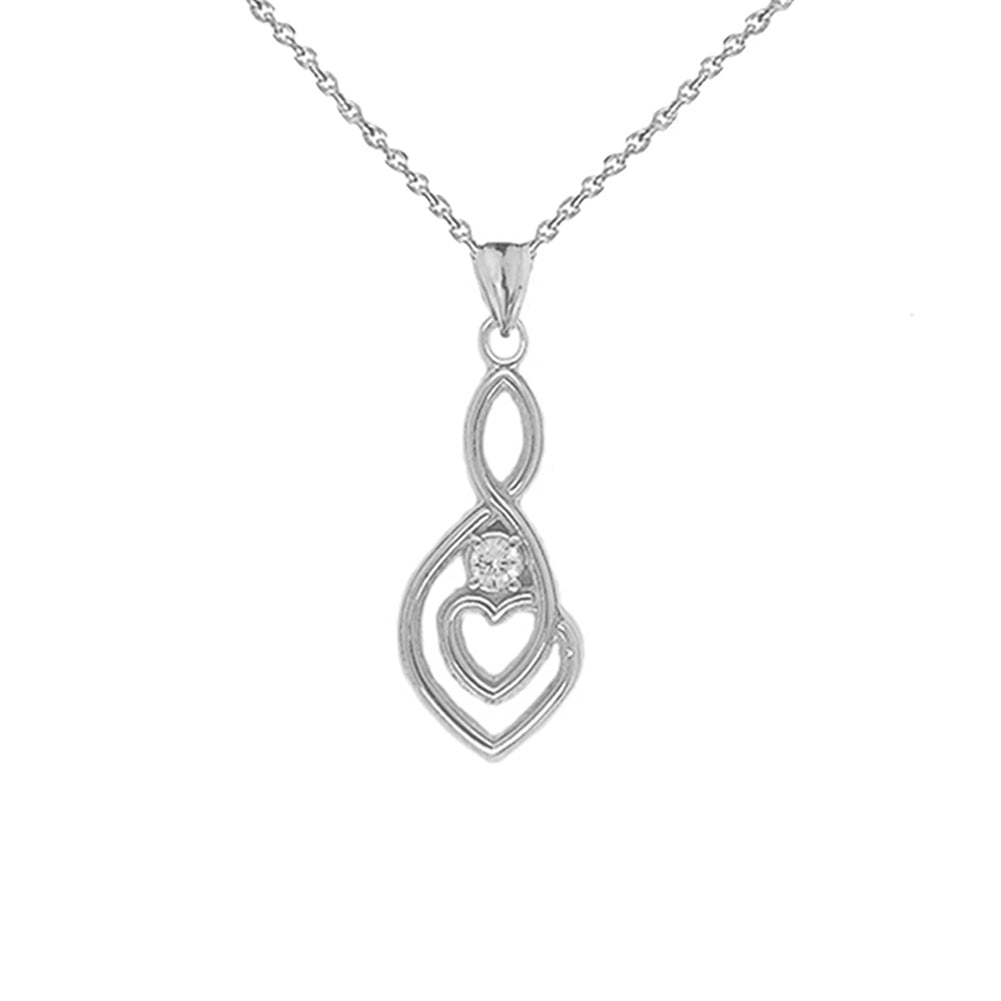 Gold Diamond Infinity Heart Pendant Necklace (1.13") (Large), view 6