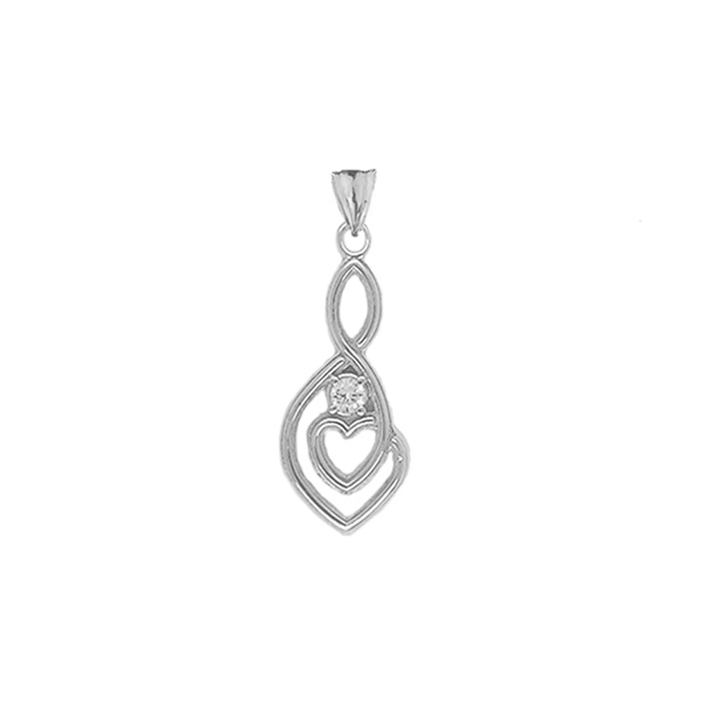 Gold Diamond Infinity Heart Pendant Necklace (1.13") (Large), view 7