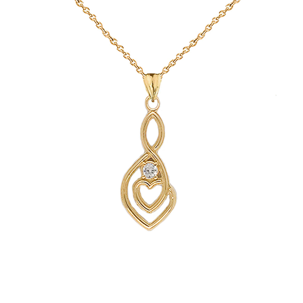 Gold Diamond Infinity Heart Pendant Necklace (1.13") (Large), view 8