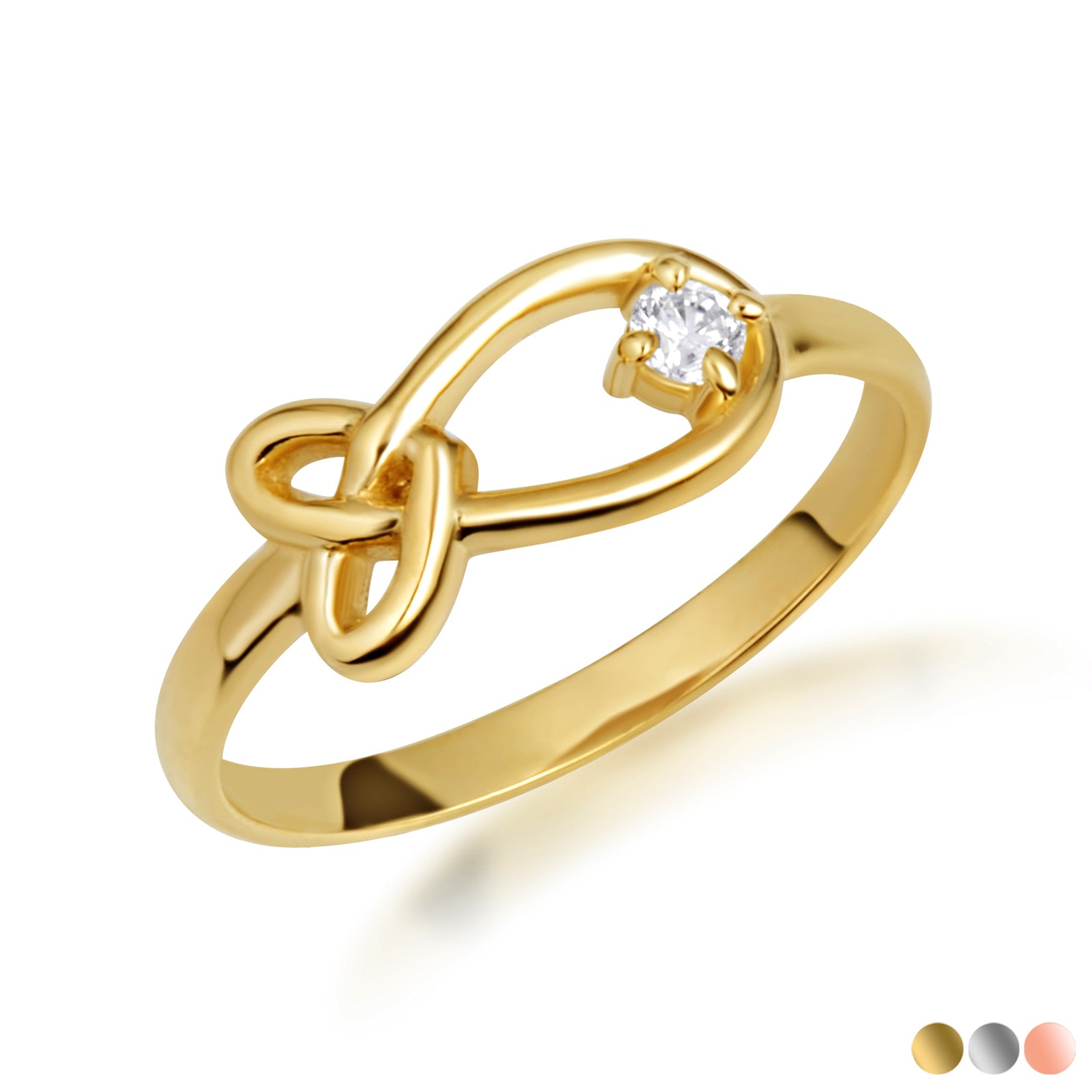 Gold Diamond Love Knot Ring