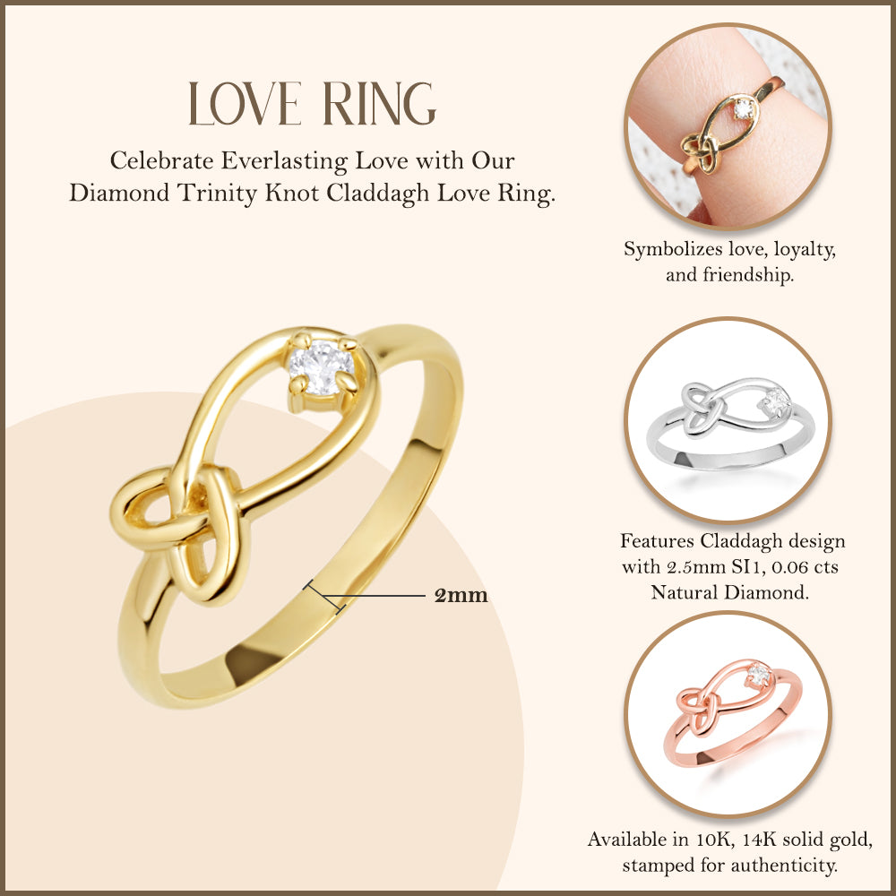 Gold Diamond Love Knot Ring, view 3