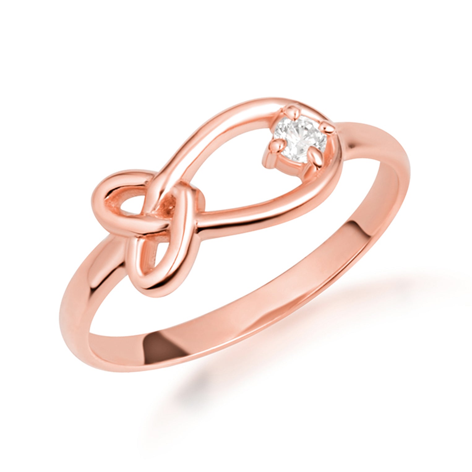 Gold Diamond Love Knot Ring, view 4