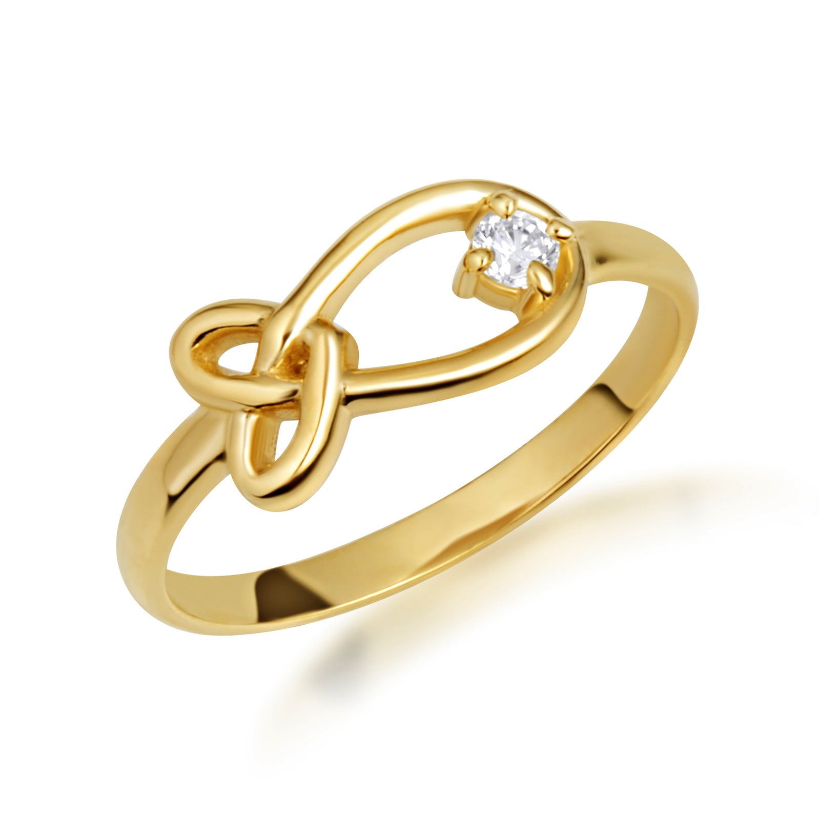Gold Diamond Love Knot Ring, view 6