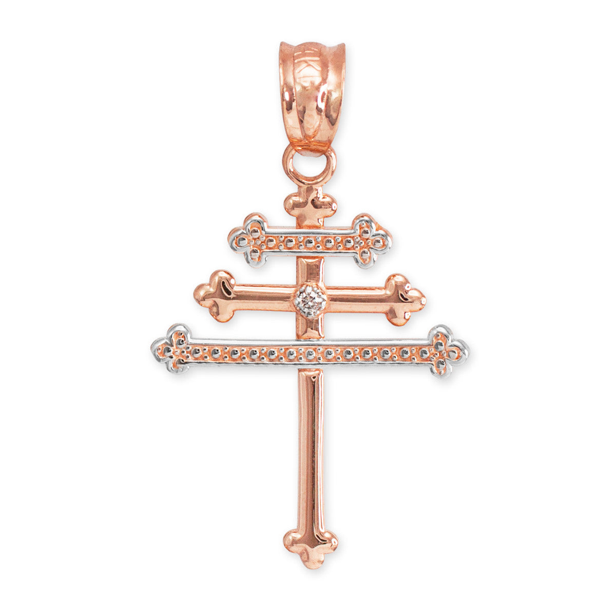 Gold Diamond Maronite Aramaic Cross Necklace, view 5