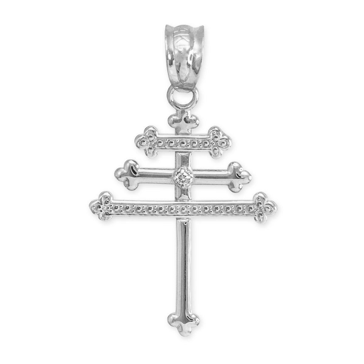 Gold Diamond Maronite Aramaic Cross Necklace, view 6