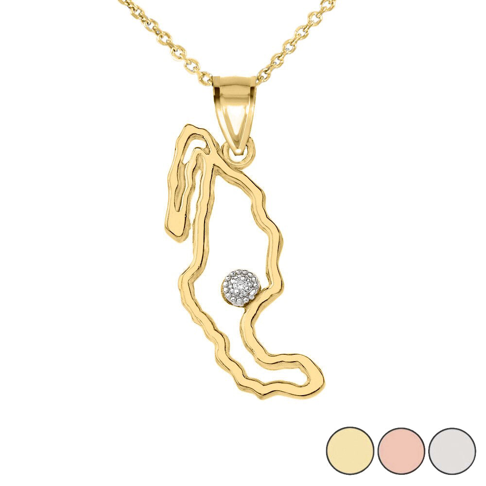 Gold Diamond Mexico Map Pendant Necklace