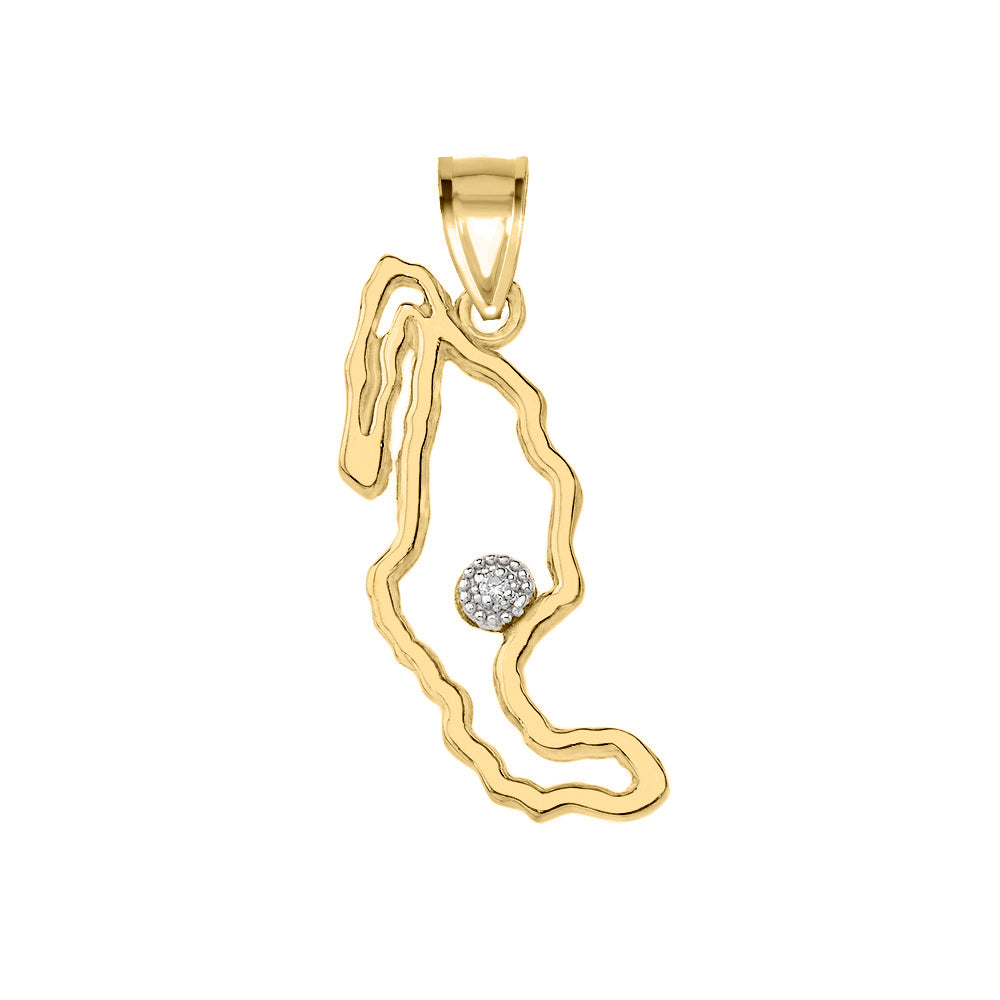 Gold Diamond Mexico Map Pendant Necklace, view 2