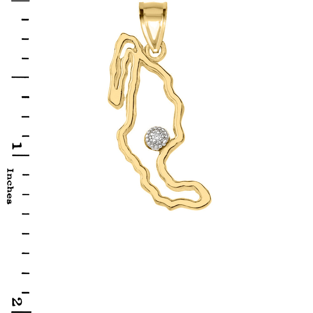 Gold Diamond Mexico Map Pendant Necklace, view 3