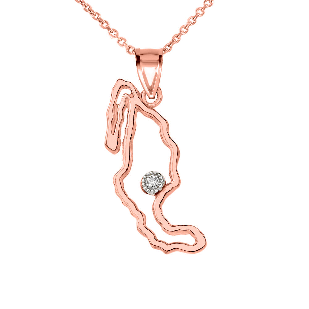 Gold Diamond Mexico Map Pendant Necklace, view 4