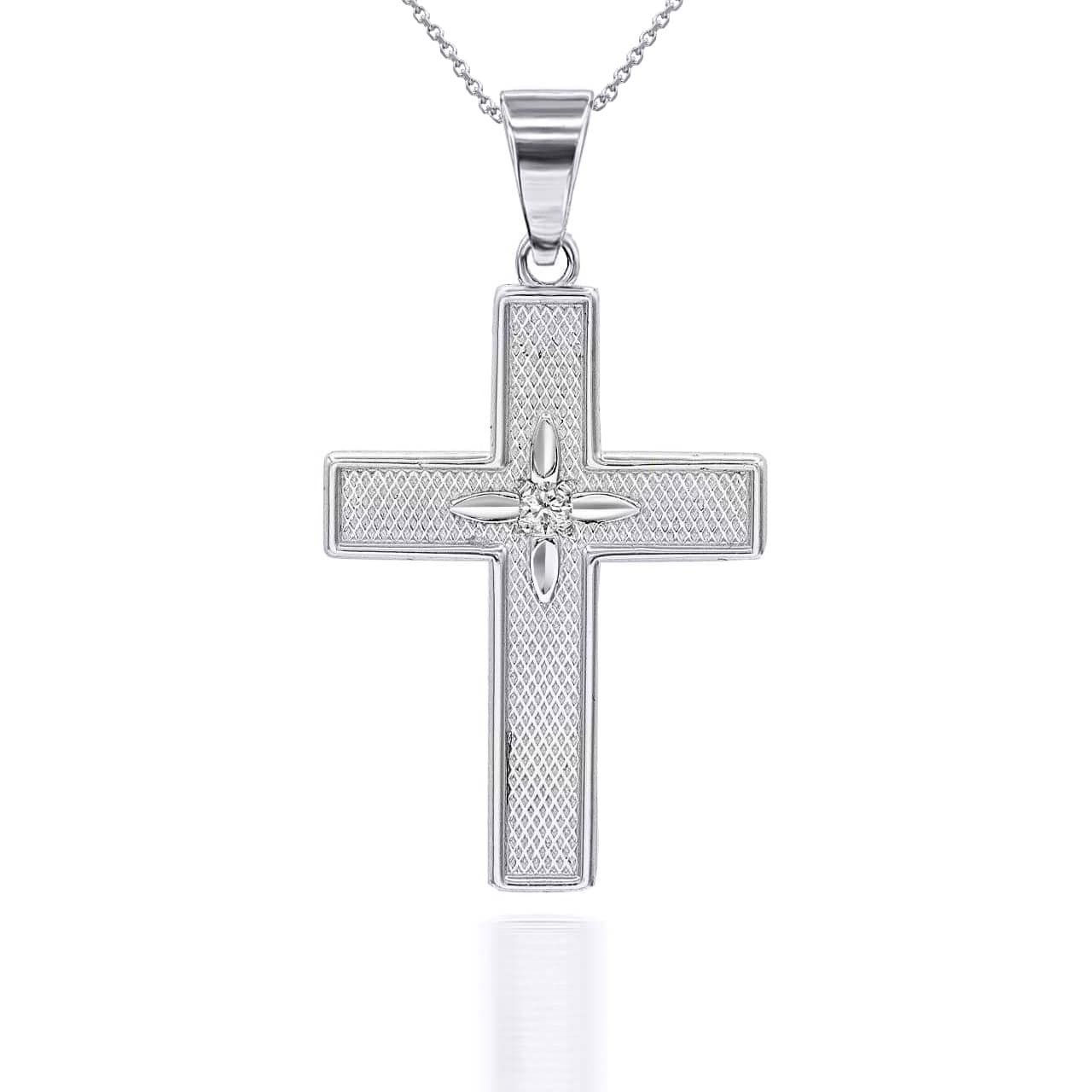 Gold Diamond North Star Cross Pendant Necklace, view 8
