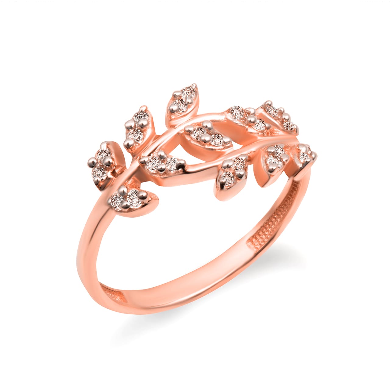 Gold Diamond Olive Leaf Vine Ring, view 3