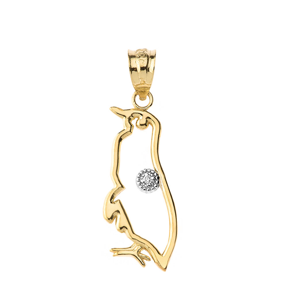 Gold Diamond Penguin Pendant Necklace, view 2