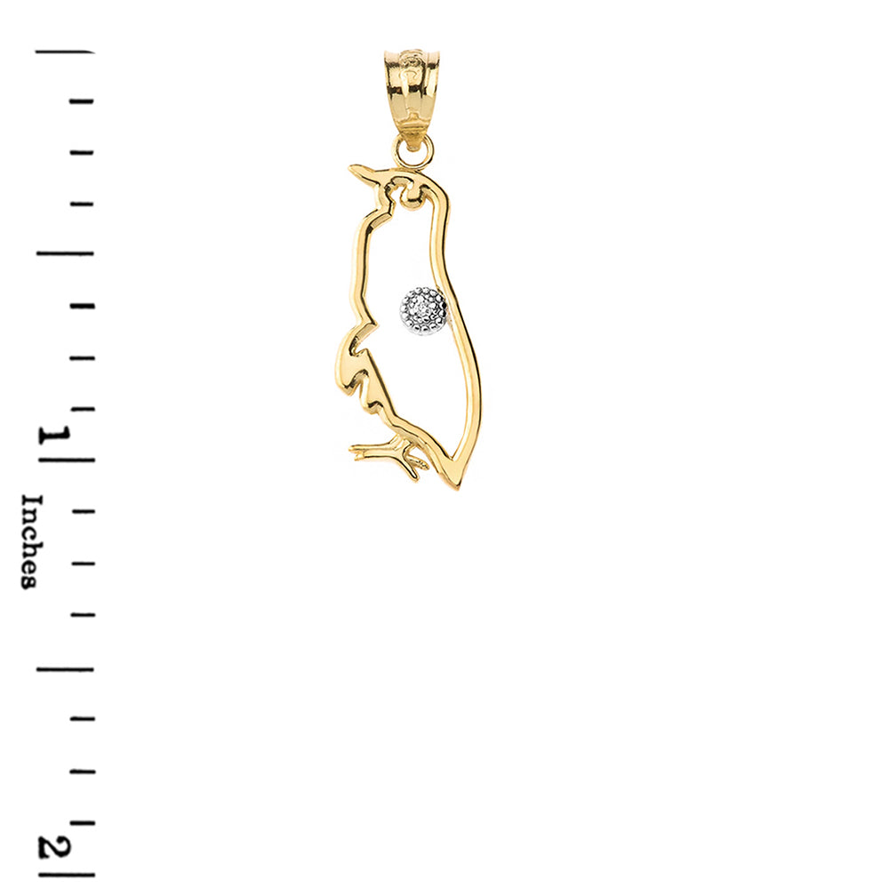 Gold Diamond Penguin Pendant Necklace, view 3