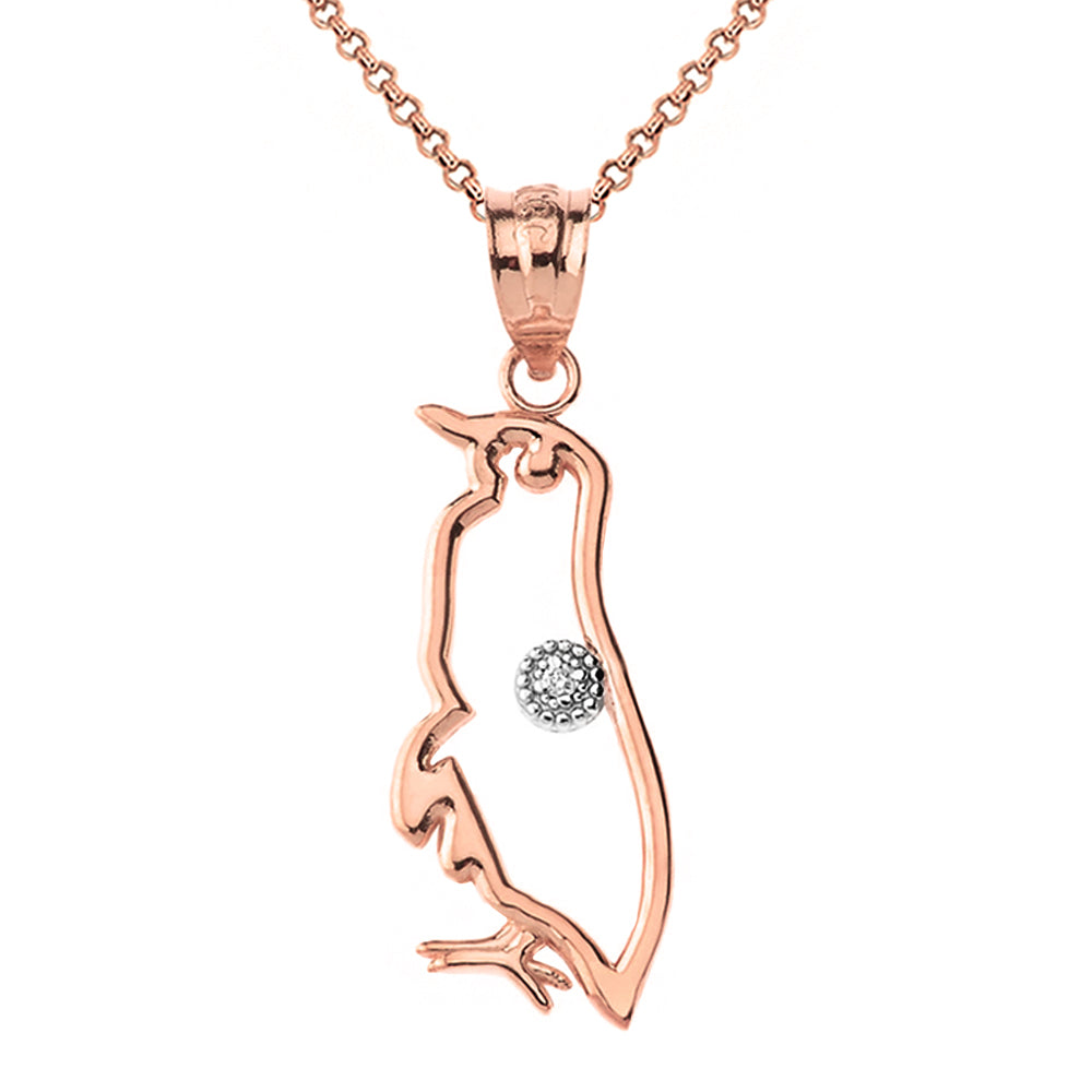 Gold Diamond Penguin Pendant Necklace, view 4