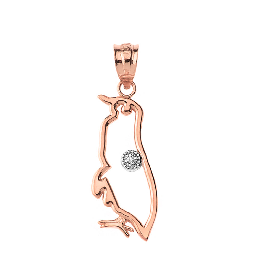 Gold Diamond Penguin Pendant Necklace, view 5