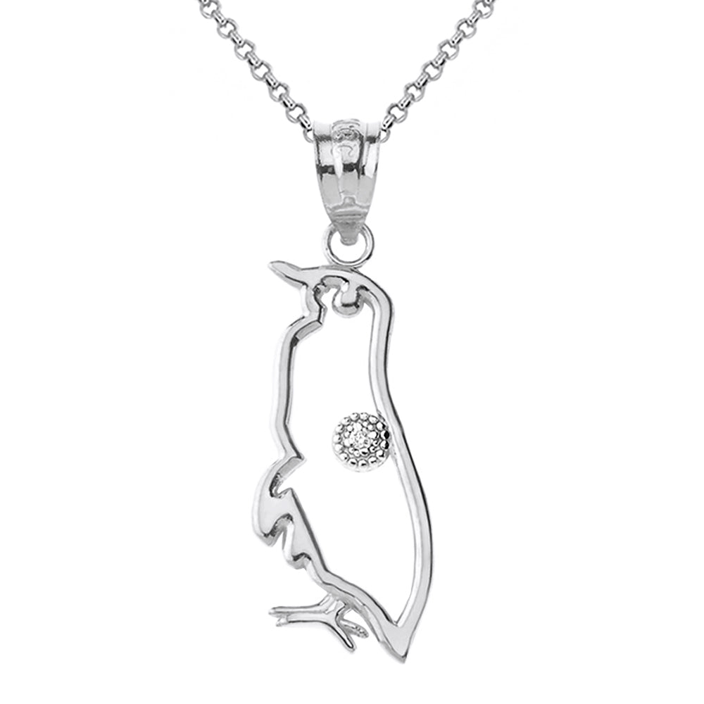 Gold Diamond Penguin Pendant Necklace, view 6