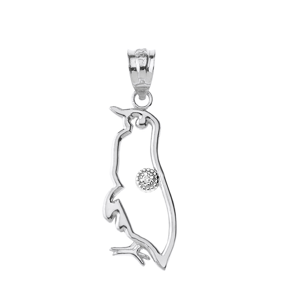 Gold Diamond Penguin Pendant Necklace, view 7