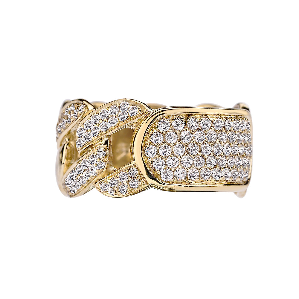Gold Diamond Personalized ID Cuban Link Fancy Ring, view 2
