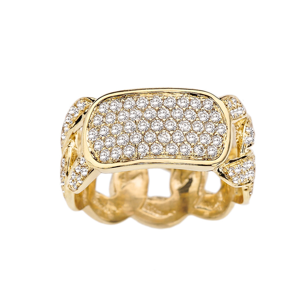 Gold Diamond Personalized ID Cuban Link Fancy Ring, view 3